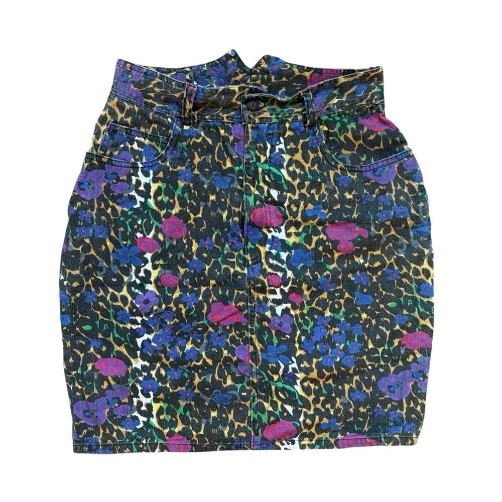 Vtg 80s/90s Contempo Casuals Skirt Leopard Print Floral Sz. 8